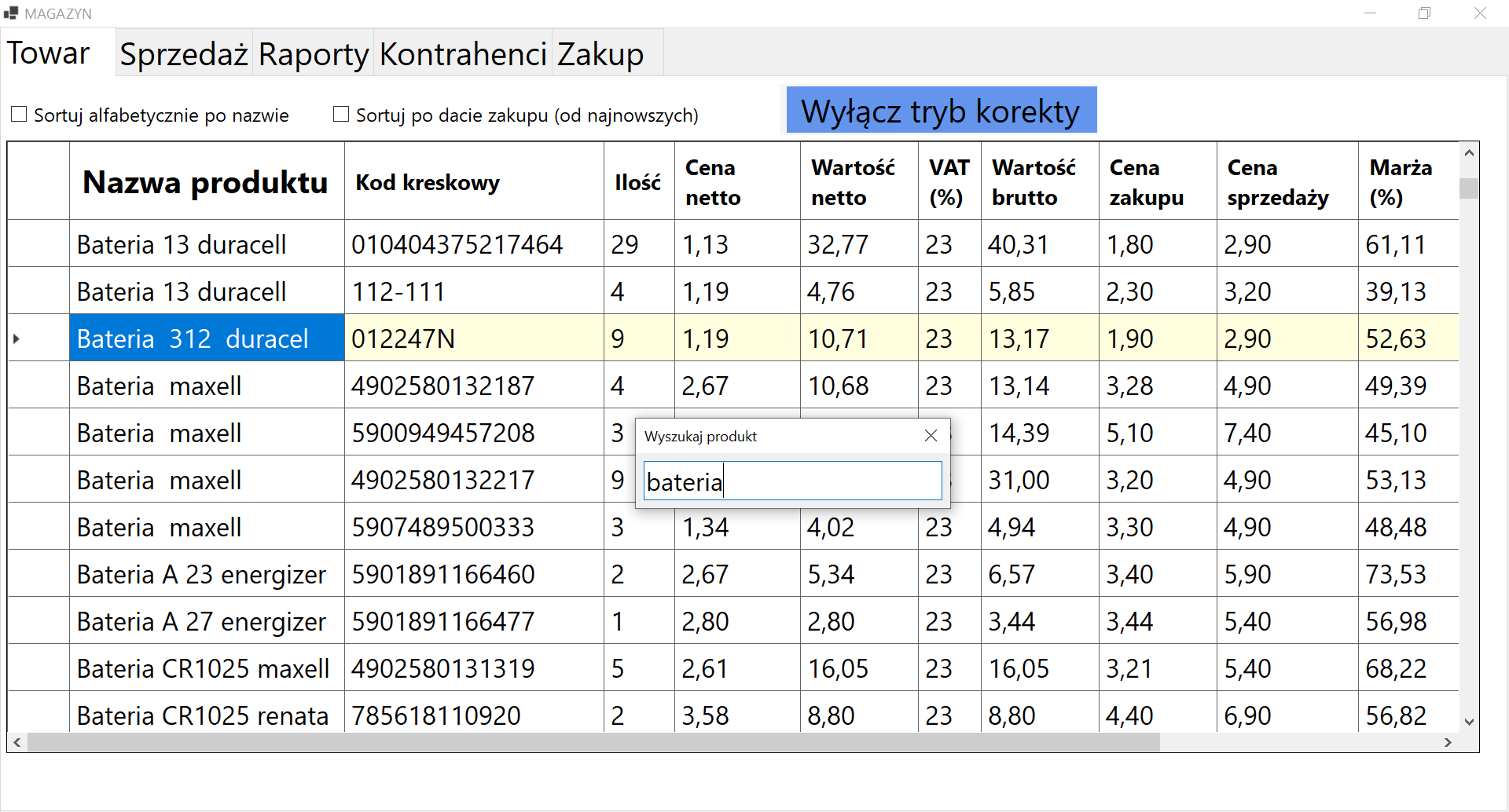 Zarządzanie towarem w Stokit